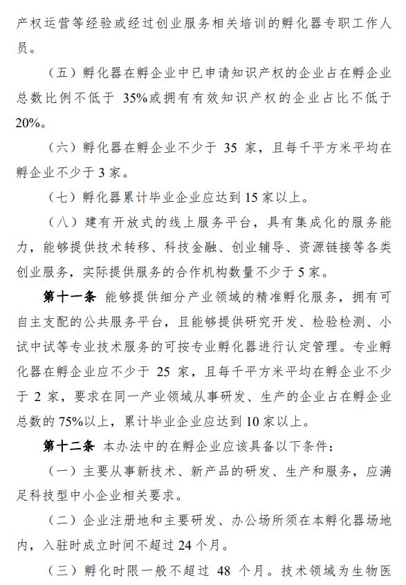 广东省科技企业孵化载体管理办法 粤科高字〔2020〕114号